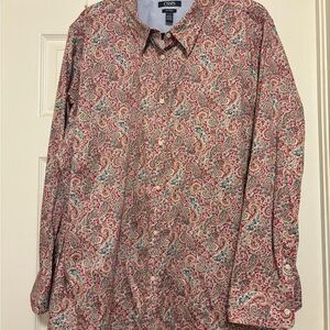 Chaps Women's Red and Blue and Olive Paisley Blouse 2X